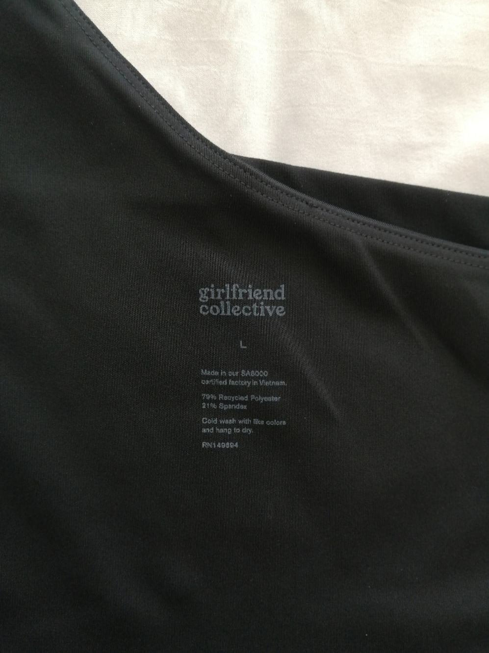 Girlfriend Collective Black Bianca One Shoulder Sports Bra Large - Picture 9 of 13